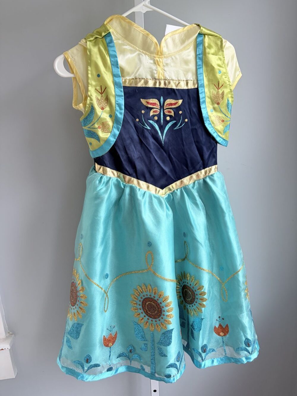 Disney Parks Frozen Fever Anna Sunflower Costume Dress Girls M 7/8